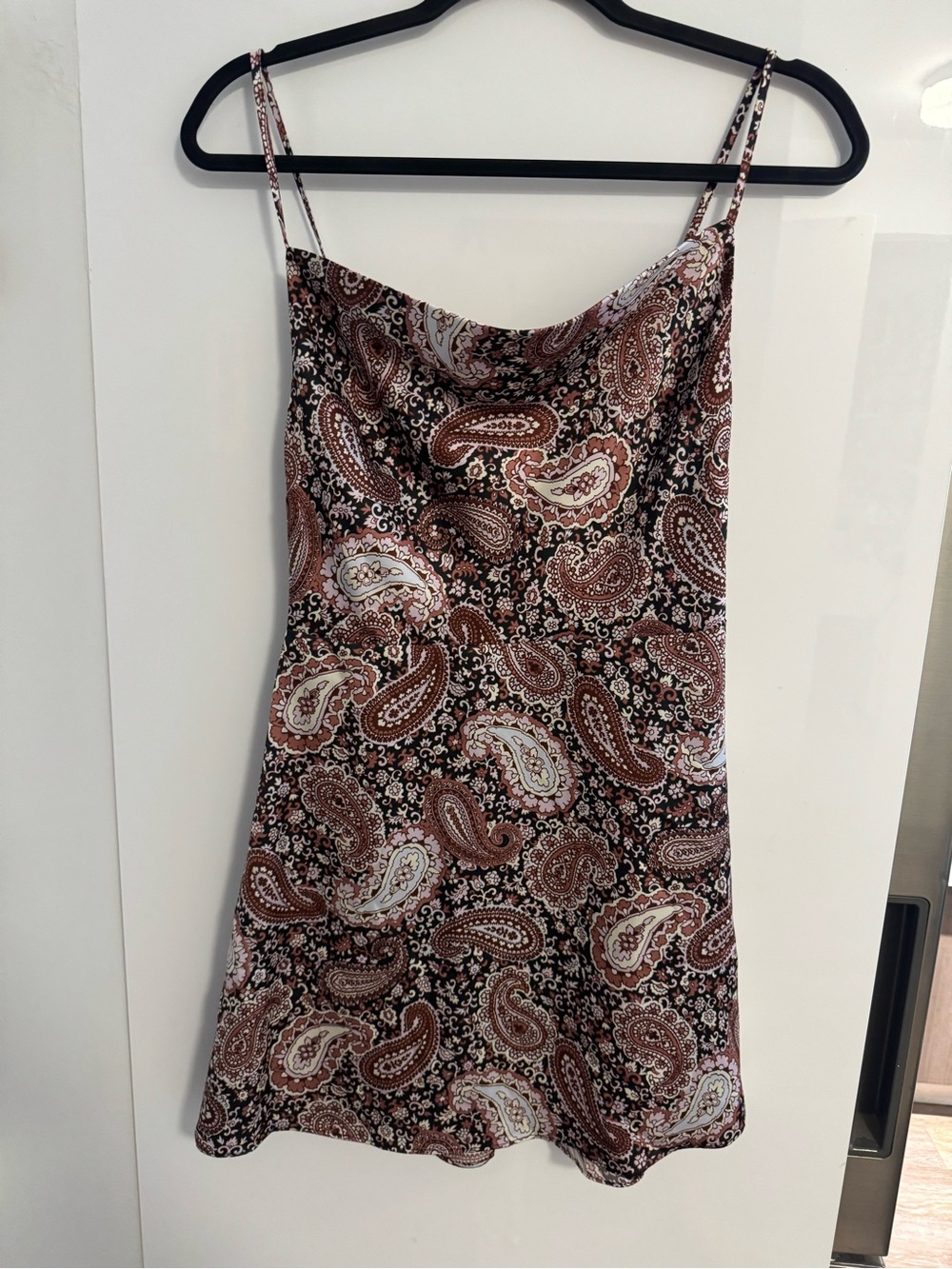 Sunday Best Paisley Slip Dress in Brown and Black